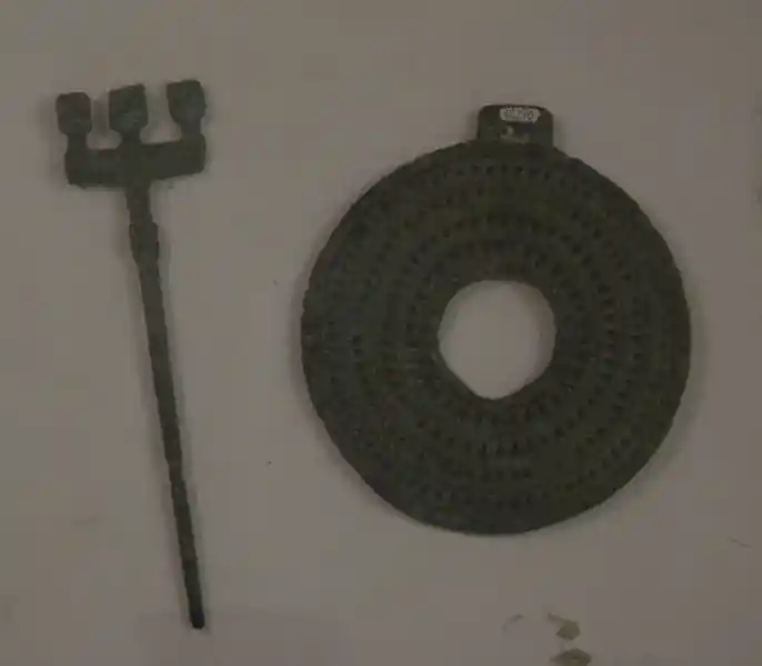 Solar disc with hole in the center, sun disc, trident